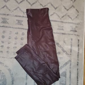 Spanx faux merlot leather leggings large